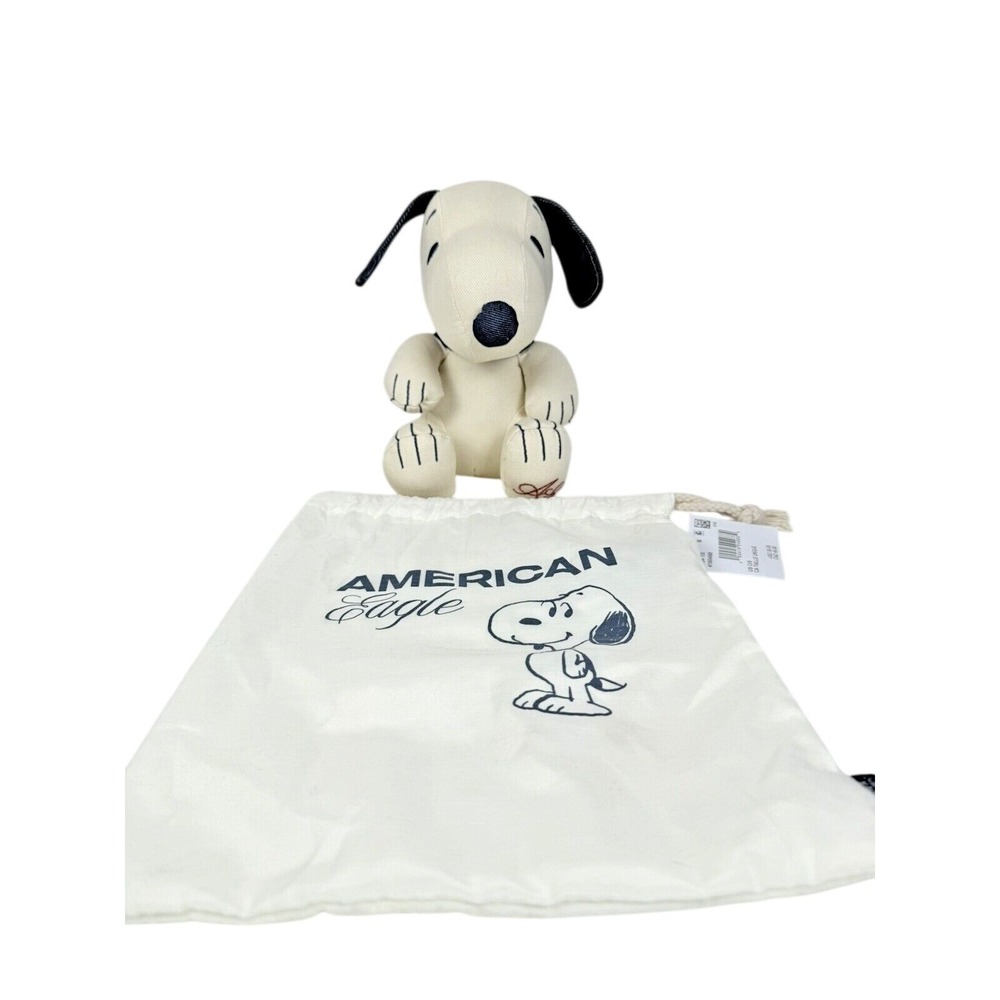 American‎ Eagle Snoopy Plush Dog Toy Denim Accents w/ Drawstring Bag NWT - Picture 6 of 8